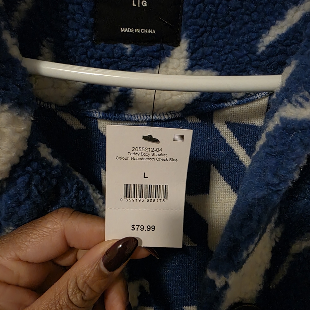 Cotton On Blue and White Houndstooth Shacket - NWT - Picture 3 of 3